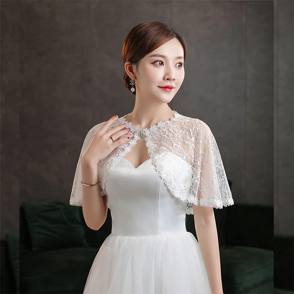 Short Lace Shawl Cloak For Women Girls Dress Elegant Wedding Clothing Fashion Shawl, White - Image 6