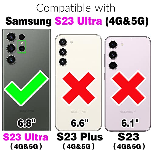 Asuwish Phone Case for Samsung Galaxy S23 Ultra 5G Wallet Cover with Tempered Glass Screen Protector and Thin Slim Ring Stand Credit Card Holder Cell S23Ultra 23S S 23 23Ultra 6.8 inch WomenMen Brown