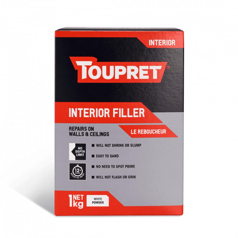 Toupret Interior Filler, Easy to Sand, No Shrink Crack Filler, Smooth Finish Wall Repair for Interior Surfaces
