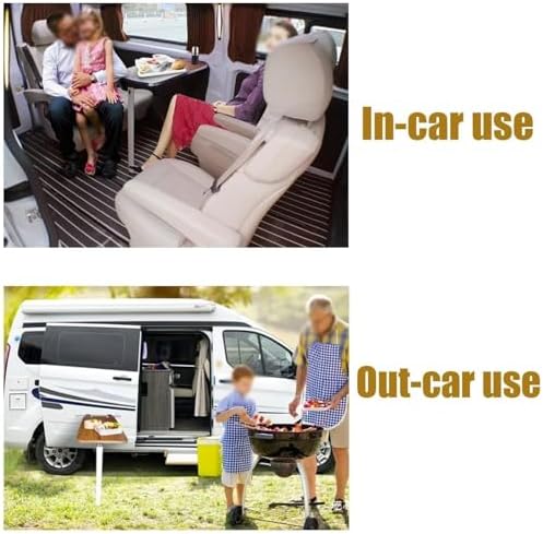 Adjustable RV Dinette Table - Wall Mounted, Dark Gray with Steel Brackets, Perfect for Campervans & Motorhomes - Space-Saving Design for Dining & Work