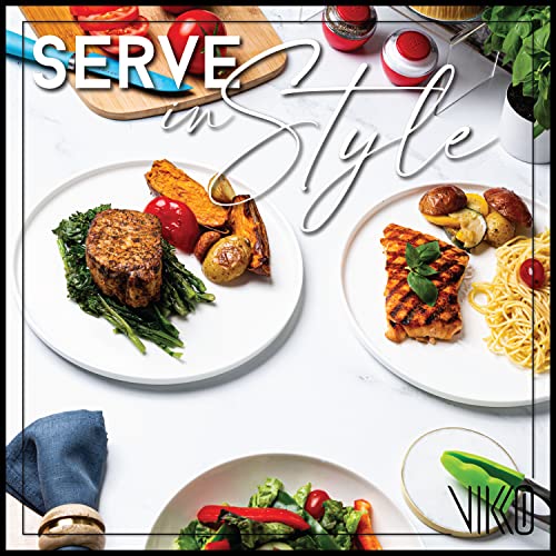 Vikko Dinner Plate, Set Of 6 White Plates, Bone China, Stackable 10 Inch Dinner Plates, Dishwasher Safe #TOP1