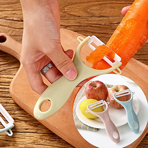 Peeler For Home Kitchen Vegetable Peeler Ceramic Y Peeler, Rust Prevention Home Kitchen Tools- Light Pink + Light Blue + Light Green #TOP1