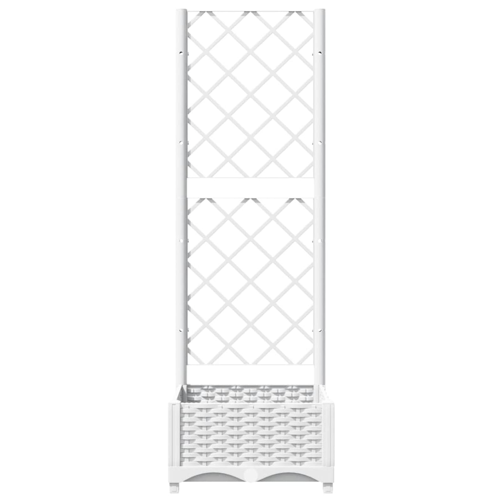 Gecheer Jardinera con Enrejado Hellbrunn | Jardinera con Celosia | Macetero con Enrejado,Maceta Planta Caja Flores Pérgola Soporte para Balcón y Jardín Decoración Blanco 40x40x121,5 cm