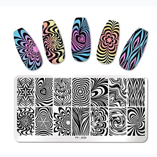 Mwoot Nail Art Stamping Plates 3 pcs Geometry Lines for Salon Home