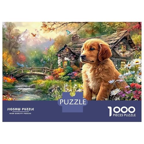 🌸Buon regalo: il Golden retriever flowers puzzle finito misura 52x38cm/1000pcs una volta completato. I migliori regali per ragazzi e ragazze dai 14 anni in su per compleanni o festività (Natale, Halloween, Ringraziamento, ecc.)