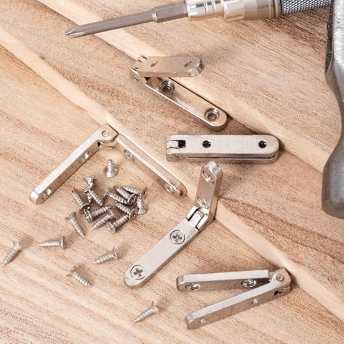 Joez Wonderful 12 Pcs 90 Degree Hinges, Wooden Box Hinge Cabinet Hardware with 48 Screws, Small Hinge for Jewelry Box, Case, Chest (Silver) by Joez Wonderful - Used condition - Image 7