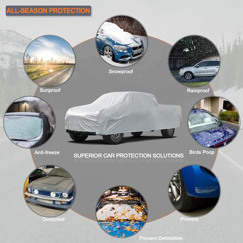 Image of Kayme Truck Cover Waterproof All Weather - See Vehicle Size Chart - Heavy Duty Outdoor Pickup Cover Sun Uv Rain Protection, Universal Fit Most Extended Cab Short Bed. Length Up to 228 inch.