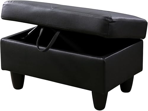 Miniatura 5 de Reposapiés rectangular de piel sintética con almacenamiento para sala de estar y dormitorio (gris)