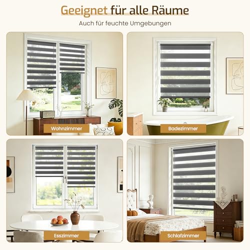 Grandekor Doppelrollo Klemmfix ohne Bohren 90x230 cm (Stoffbreite 90 cm) – Ansicht 5
