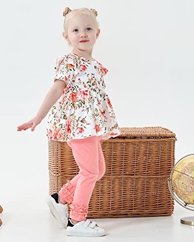 Image of Newborn Baby Girl Clothes Toddler Girl Outfits Ruffle Long Sleeve Tops Pants with Hats and Headband Fall Summer Clothes Sets