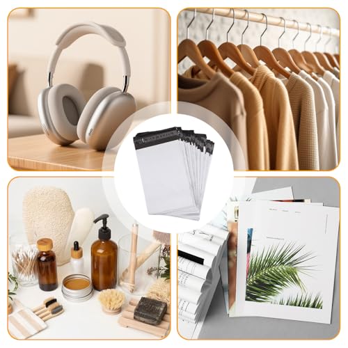 100 Stück Versandtaschen Selbstklebend für Kleidung, 30.5x 17.5 cm Blickdichtem Versandbeutel, Weiß Versandtueten Kunststoff, Plastik Versandbeutel, Weiß Versandtaschen für Packung, Transport