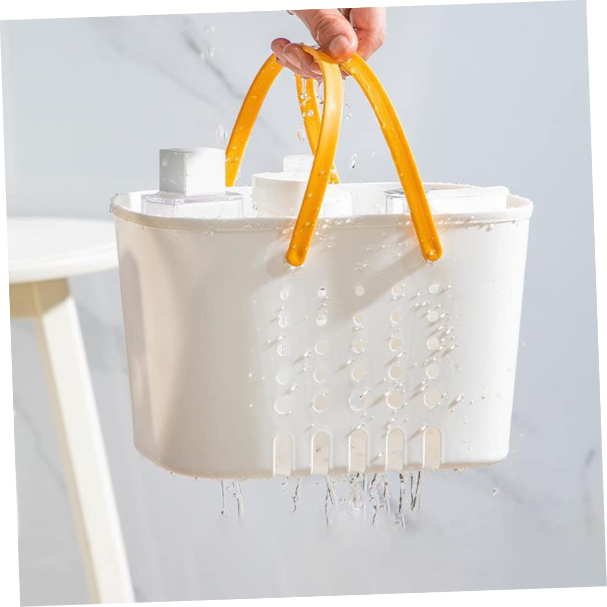 Alipis Cesta Baño Portátil De Plástico Con Asa Drenaje Para Ducha y Almacenamiento Versátil Organizador Multiusos