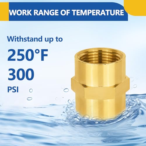 5-PACK GUOFIS Brass Pipe Fittings Coupling,1" NPT Female to 1" NPT Female, For Link Between Two Pipe or Fittings by GUOFIS - Used condition - Image 5
