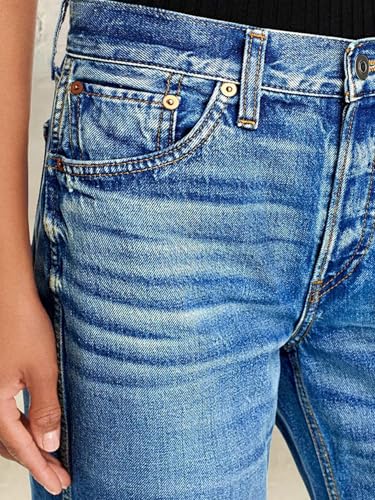 Flamingals Wide Leg Jeans for Women Mid Rise Baggy Casual Wash Classic Denim Pants Without Belt4