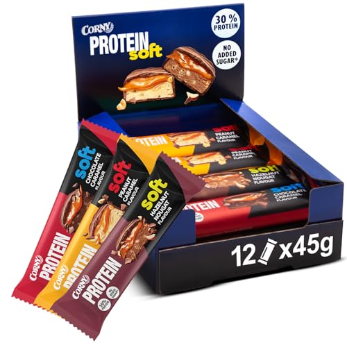 Corny | Protein Soft 12er Mix Pack | 30% Eiweiß | Probier Mischkarton 12x45g Mixbox