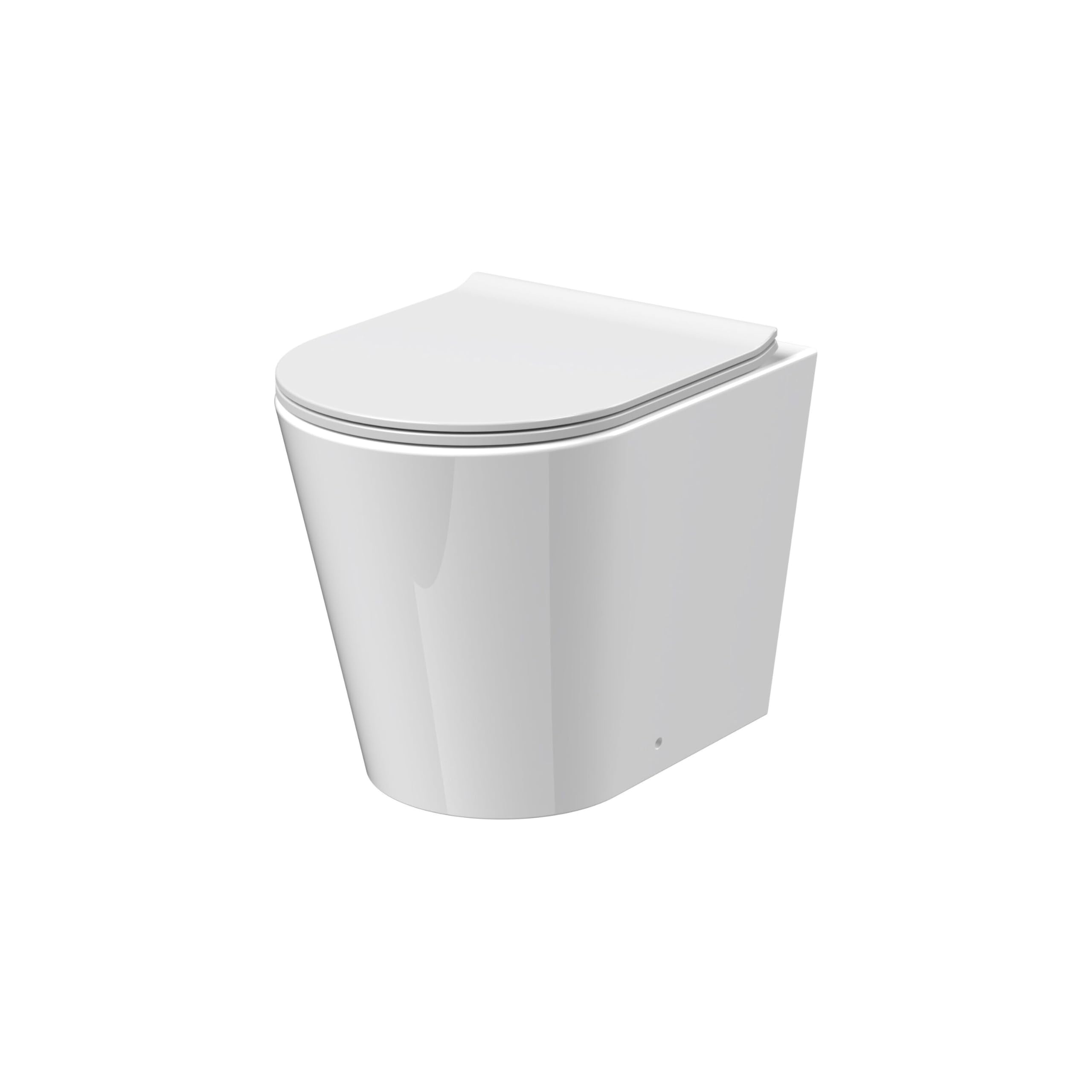 Balterley Round Back to Wall Toilet Pan & Soft Close Seat, Rimless Back to Wall Toilet Unit, Space Saving Toilets for Bathroom, BTW Toilets for Bathrooms - 365mm x 500mm x 417mm (White)