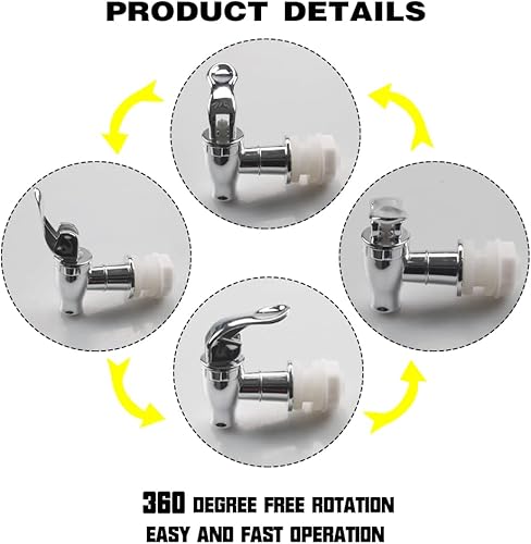 Miniatura 8 de 2 piezas de espita de repuesto para dispensador de bebidas, dispensador de bebidas, grifo de plástico plateado para tarro de vidrio, dispensador de