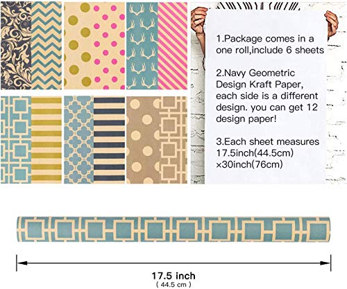 Ruspepa WP-NAV6S-US Reversible Kraft Wrapping Paper Sheet thumb #1