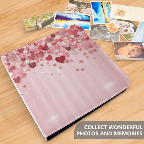 Álbum de Fotos Auto Adhesivo DIY Scrapbook Álbum Rojo Corazones San Valentín 3 Anillos Encuadernadores Álbum de Fotos 40 Páginas 8x10 para Memorias miniatura 5