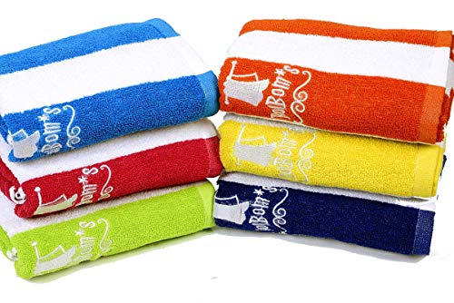 100% Cotton Bath Towel, Pack of 6, Cabana Stripe Beach Towel, Large Pool Towels (27\" x 54”), Highly Absorbent, Light Weight, Soft and Quick Dry Swim Towels, for Parties, Guests- Floral Jacquard design