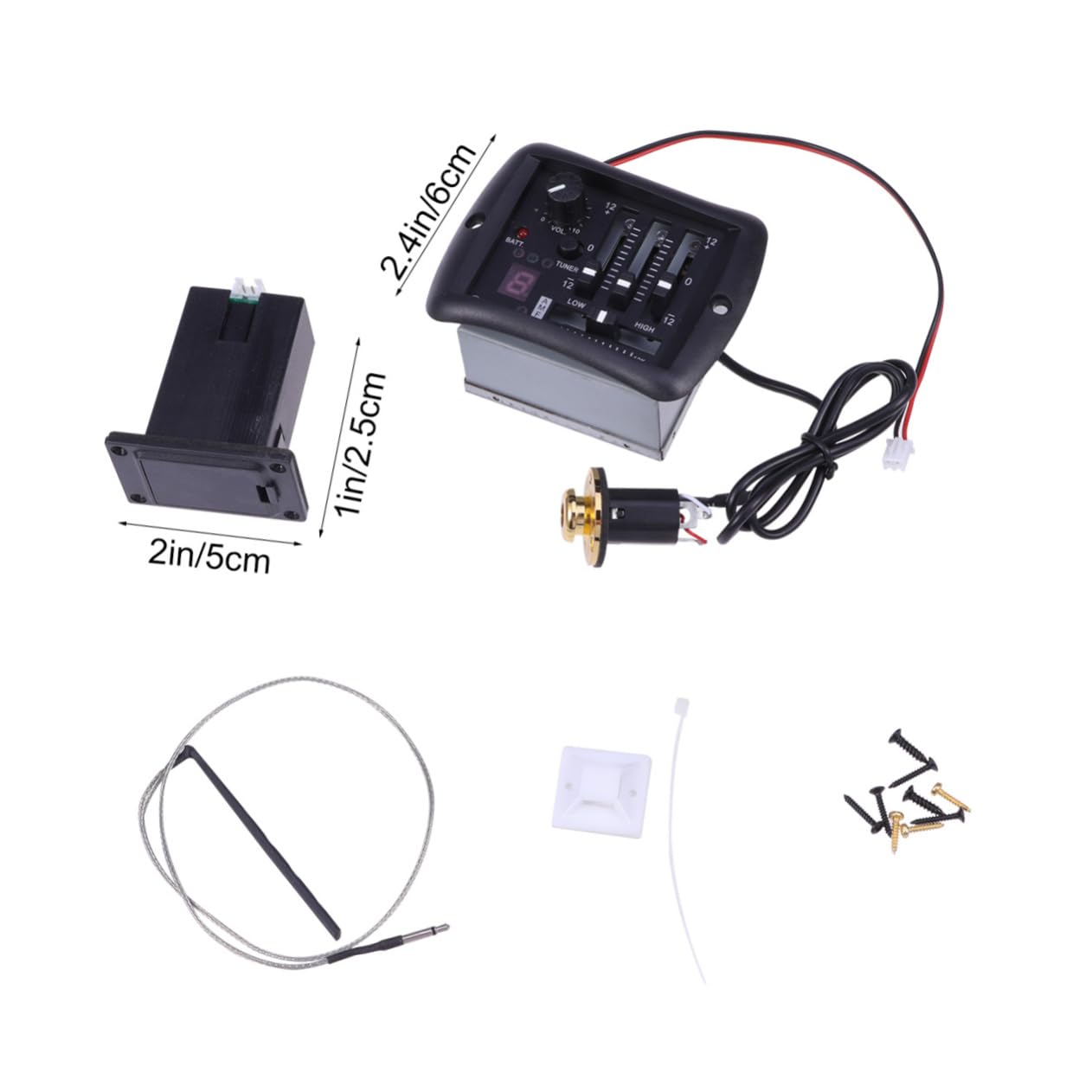 Generic Acoustic Guitar Preamp Pickup 3 Band Eq Tuner Volume Control Golden Disc Tail Nail Design