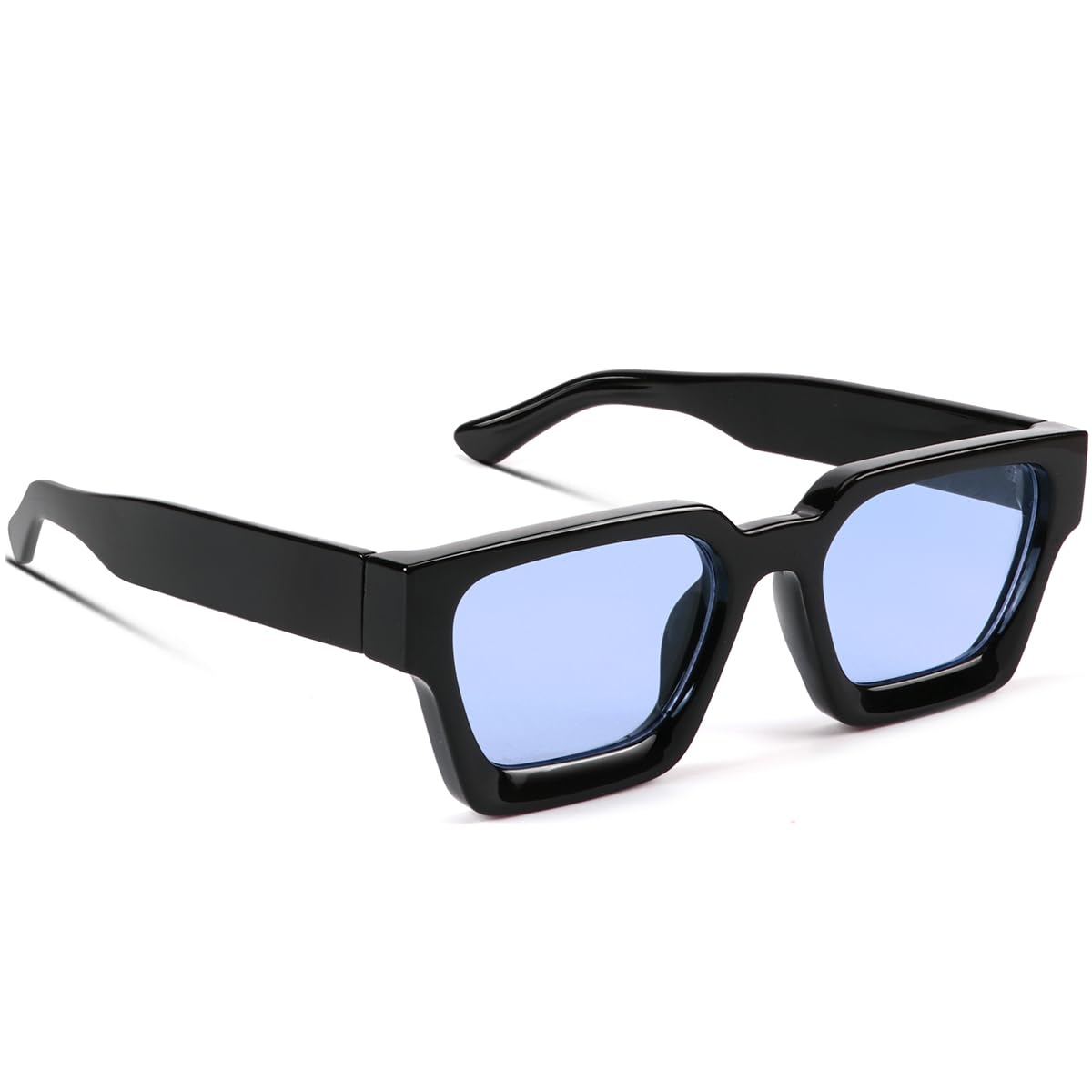 GFUIARA Trendy Square Sunglasses for Men Women Fashion Thick Rectangle Sun Glasses UV Protection Shades Designer Style Black/Blue