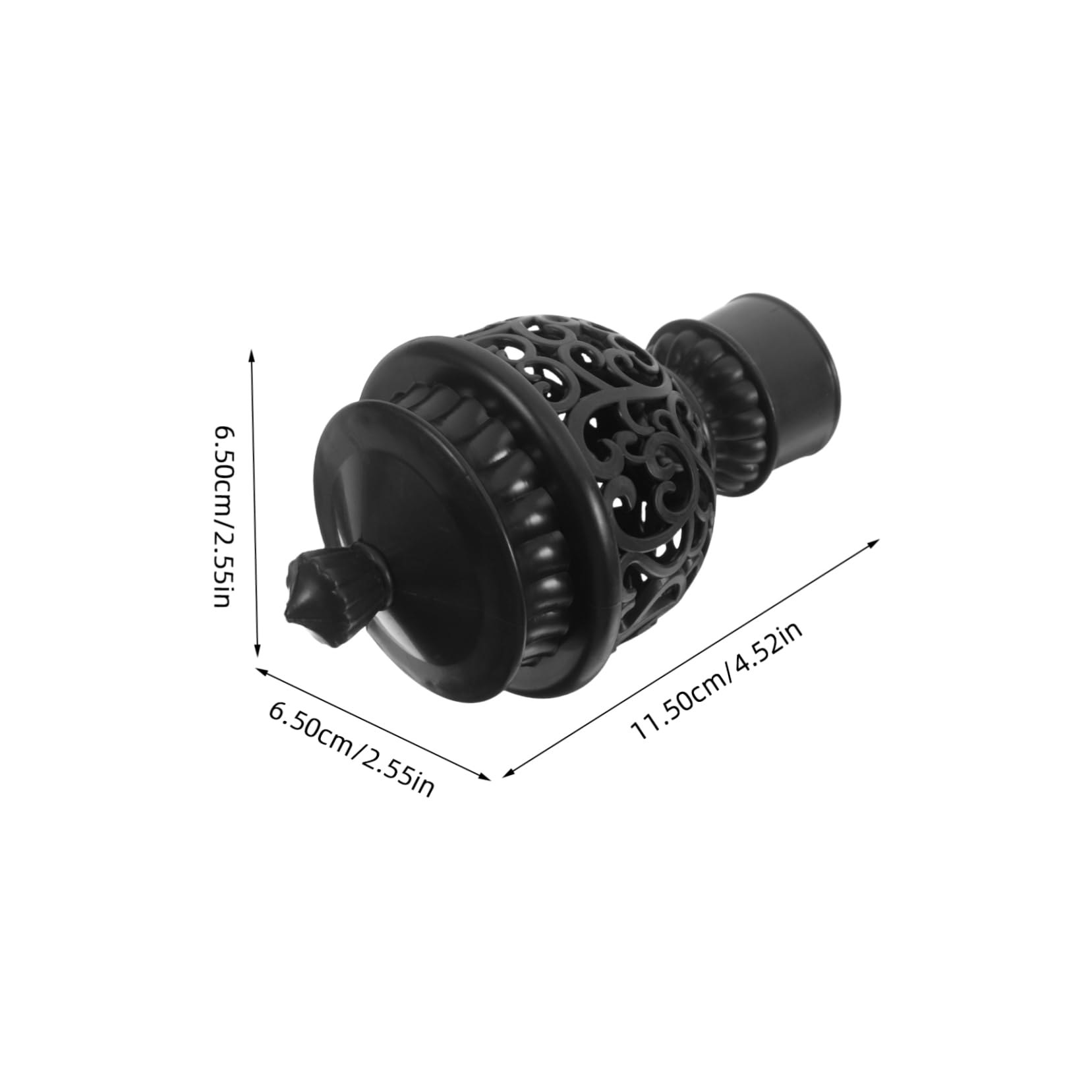 PRETYZOOM 12pcs Hollow Curtain Rod Finials Black Plastic Decorative Ends