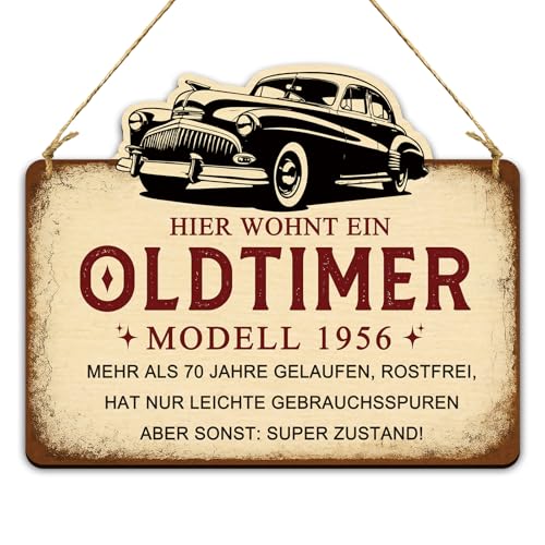 Perfekte Geschenk 70 Geburtstag Mann 1956 Jahrgang - Witziges Oldtimer Holzschild Lustige Geschenk & Deko zum 70 Geburtstag Mann