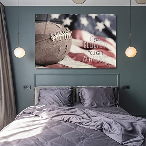 Inspirational Wall Art Rugby Wall Art American Flag Football Wall Art Canvas Painting Posters And Prints Wall Art Pictures For Living Room Bedroom Decor 24X36Inch(60X90Cm) Frame-Style #TOP7