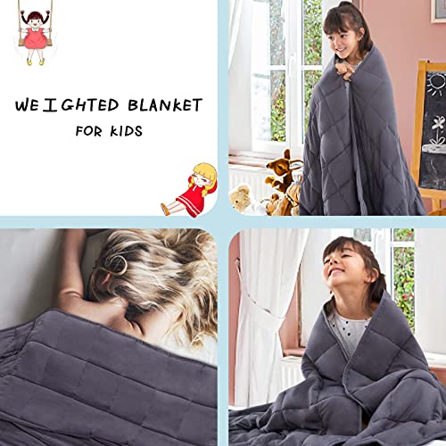 Cymula Weighted Blanket For Kids 7Lbs 40"X 60" Throw Size Dark Grey Cooling Weighted Blankets #TOP6