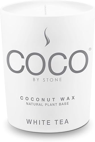 COCO by Stone Vela de cera de coco natural, té blanco, 6.5 onzas