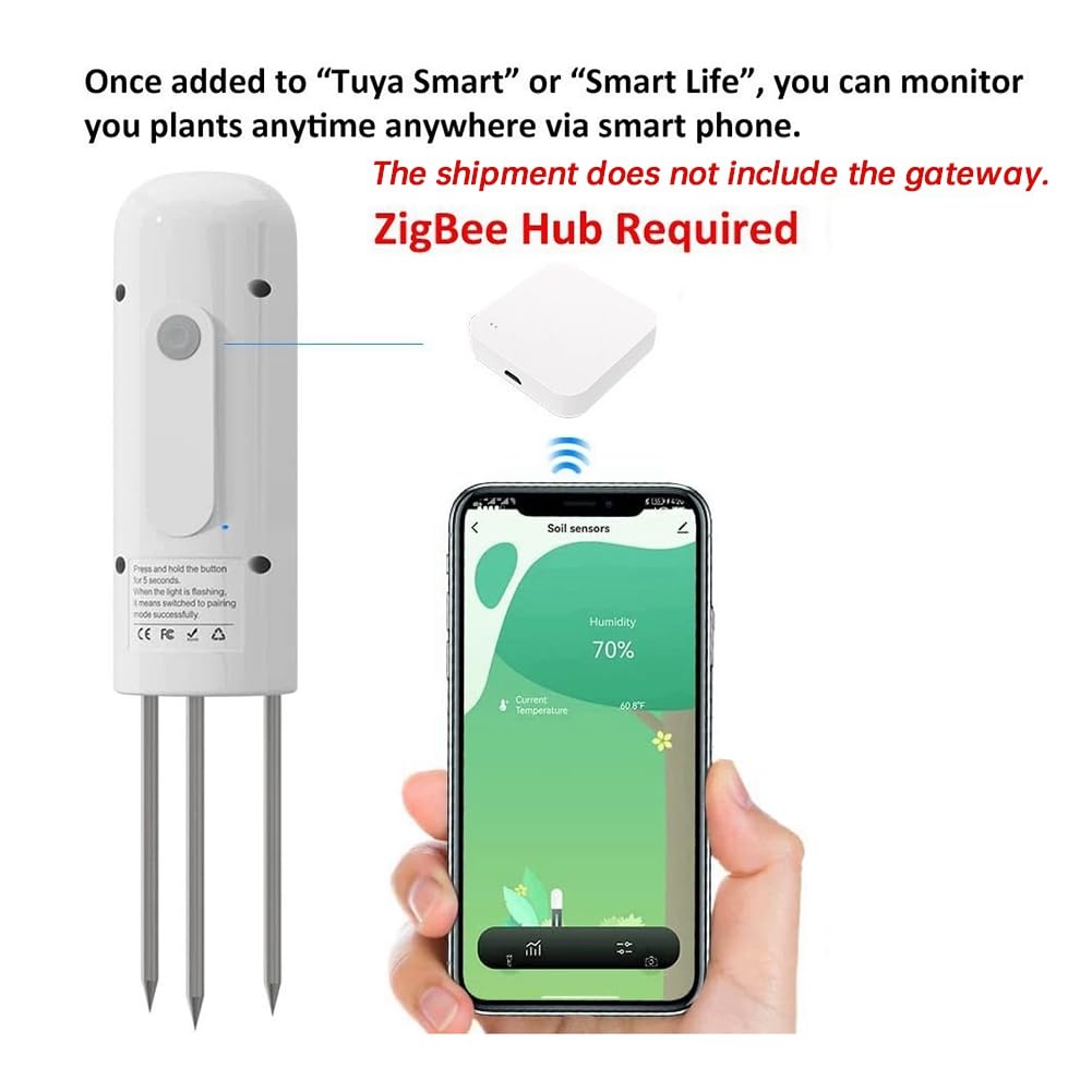 Detector de Humedad y Temperatura del Suelo Zigbee con Controlador de Riego, Comprobador Inteligente Inalámbrico, Sensor de Suelo y Medidor de Humedad.