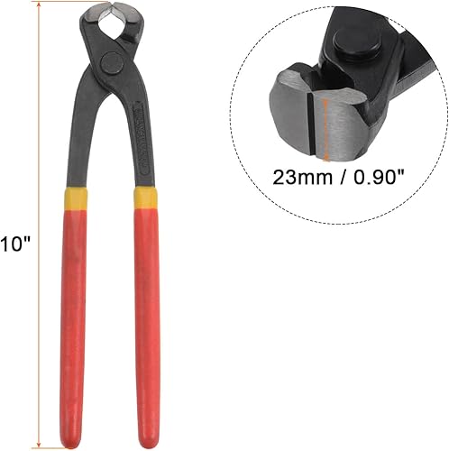 Miniatura 2 de HARFINGTON Alicates de corte de extremo de 10 pulgadas, alicates para hormigón de uñas, alicates extractores con mango rojo para manualidades,