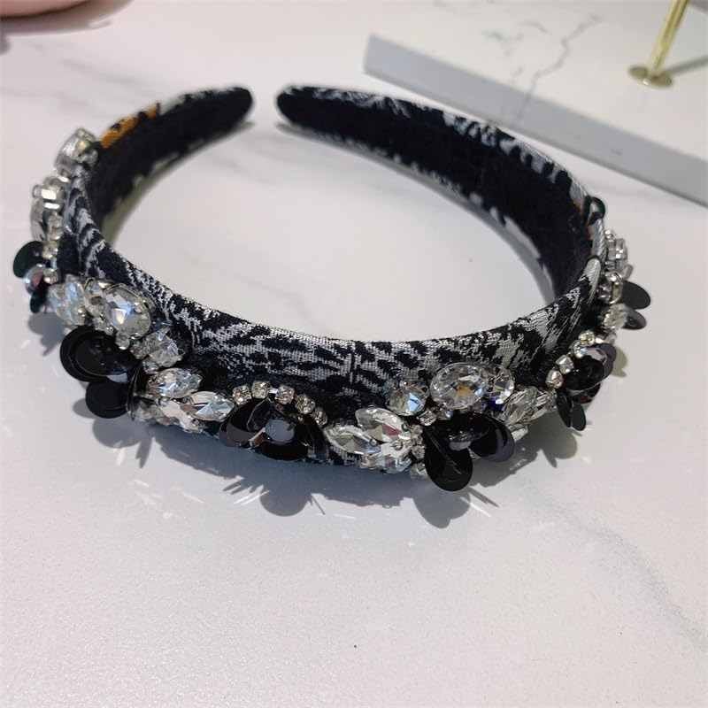 Bandeaux pour Femmes Bandeau de Cheveux Gris imprimé léopard Bandeau Strass personnalisé for Les Femmes
