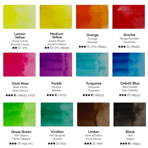 image for Mont Marte Watercolor Set Full Pan Signature 13pc in Tin, Vibrant, Mul