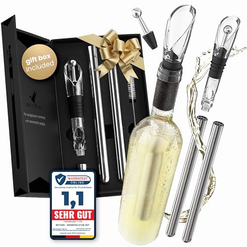 Beyond Bâton Refroidisseur de Vin en Acier Inoxydable avec Verseur – Accessoire idéal et Cadeau pour Amateurs de Vin Homme Femme | Set Rafraîchisseur pour...
