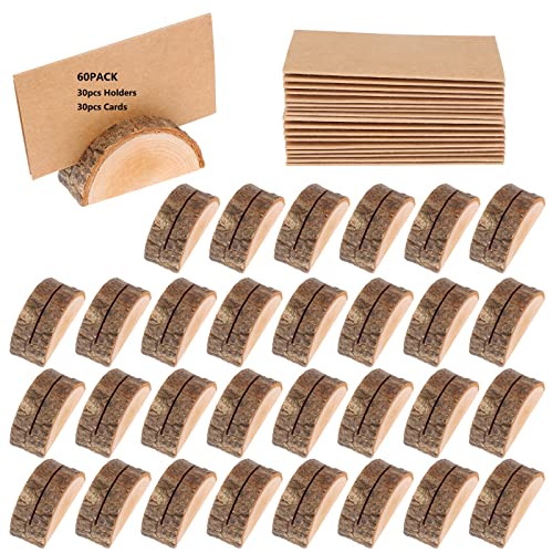 30pcs Porte-Cartes rustiques en Bois de qualité supérieure-Stands Bois Naturel-Marque Place Mariage-Support de Carte Nom Numéro Photo-Marque Place pour Deco Mariage champetre,fête,Anniversaire