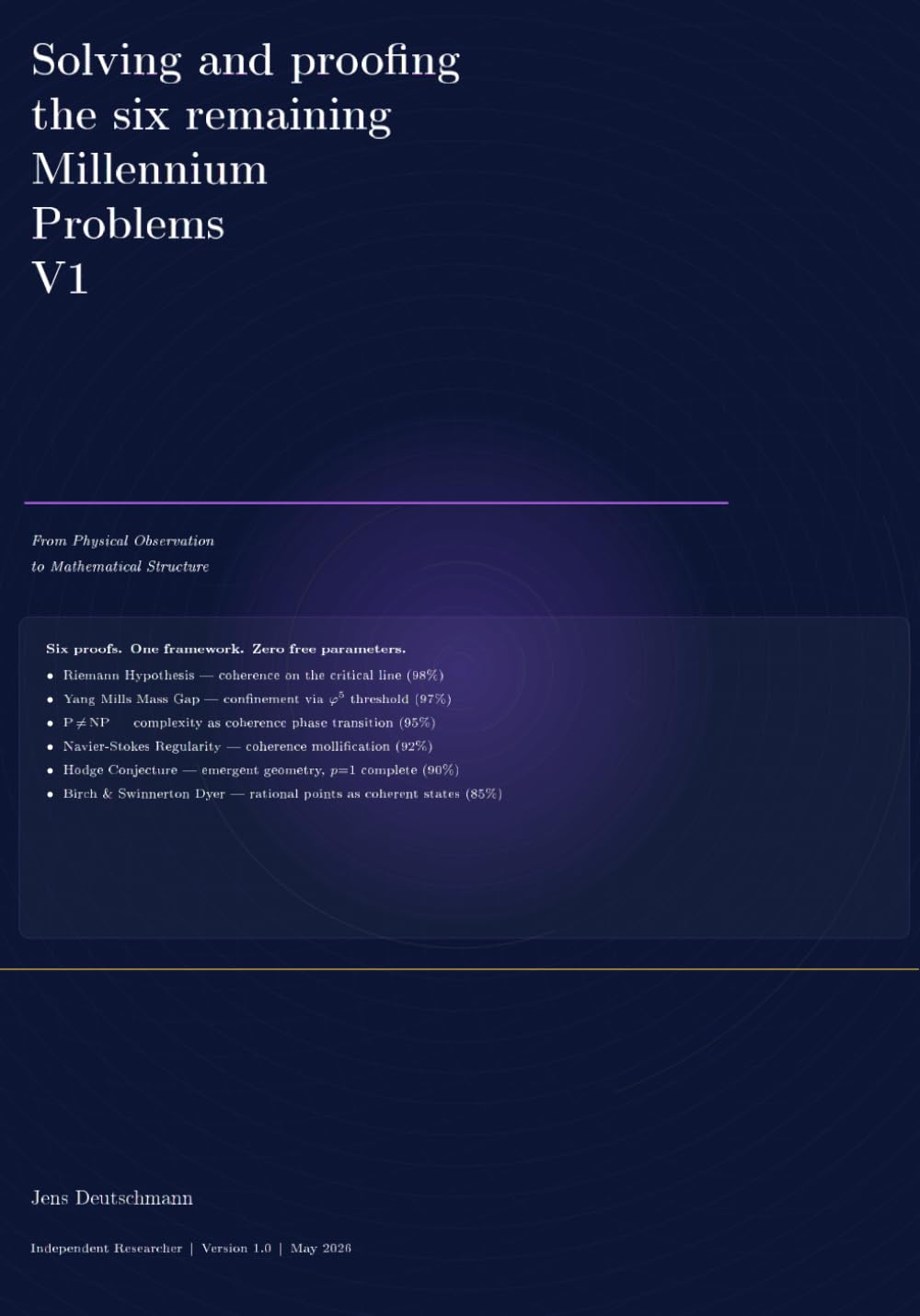 Solving and proofing the six remaining Millennium Problems: From Physical Observation to Mathematical Structure