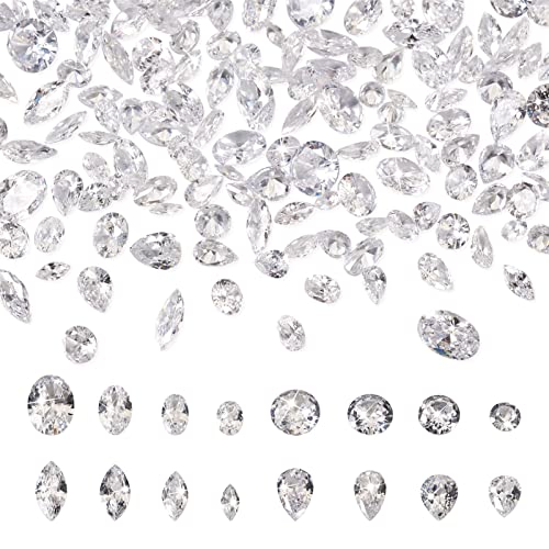 Pandahall Lot de 320 cabochons à facettes en oxyde de zirconium en forme de larme et œil de cheval pour la fabrication de bijoux
