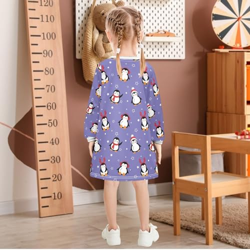 Girls Dresses Toddler Girl Clothes Cute Penguin Purple Winter Casual Long Sleeve for Kids 2-8 Years3