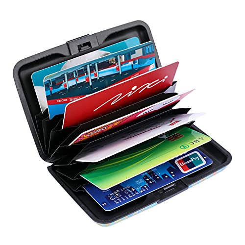 Image of Elfish Mini RFID Aluminum Wallet Credit Cards Holder Business Card Case Metal ID Case for Men Women (Color flower)