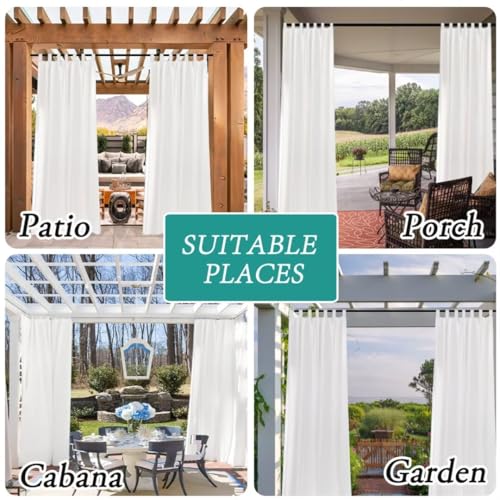 Outdoor Sheer Curtains Set of 2 274 x 132 cm White Lightweight UV Resistant Perfect for Patios Balconies and Decks Enhance Privacy and Style - Image 7