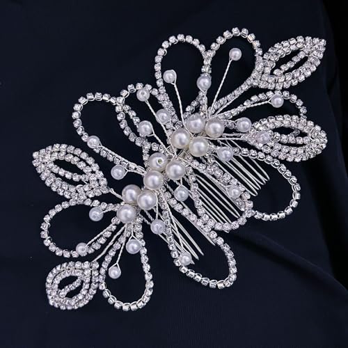 Peine de cabello para bodas con pedrería elegante miniatura 3