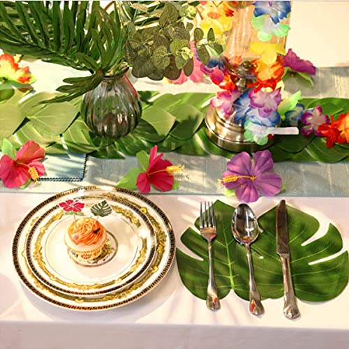 Leikedun Blätter, 12 Stück Palmenblätter, Monstera-Blätter, Pflanzen, für Hawaiische Dschungel Strand Thema Party Tischdekoration, Grün