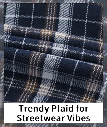 Image of V VALANCH Men's Sherpa Lined Flannel Jacket with Hood - Zip Up Plaid Shirt Jacket Winter Outdoor Warm Outerwear Fleece Coat