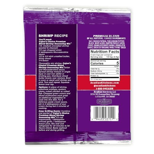 Miniatura 3 de Cajun's Choice - Mezcla de condimentos de camarones cajún, paquete de 6, totalmente natural, sin gluten, auténtica especia de Luisiana para