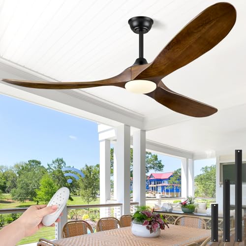 ABZ 60 Inch Ceiling Fans with Lights, Solid Wood Propeller
