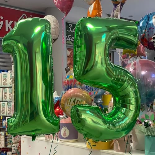 Image of Dark Green Number 5 Balloon 40 Inch, 5th Birthday Party Decorations, Giant 5 Foil Balloon for Party Supplies