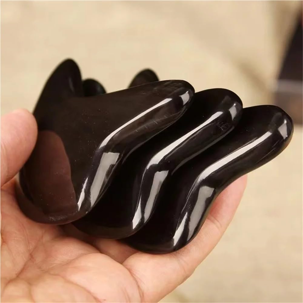 Gua Sha-Massagegerät for das Gesicht, schwarzes Hornbrett for die traditionelle Therapie des Körpers und des Gesichts, Anti-Aging-Hautpflege(Thickness 12mm)