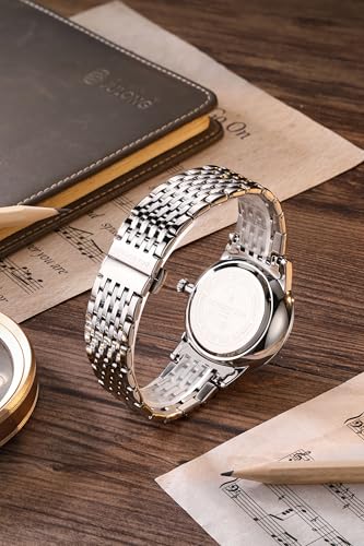 Image of London Fog Baker Collection Analog Quartz Watch for Men, Round World Map Dial with Month Markers & Crystal Accents, Luminous Hands, Stainless Steel Strap - LFM10009